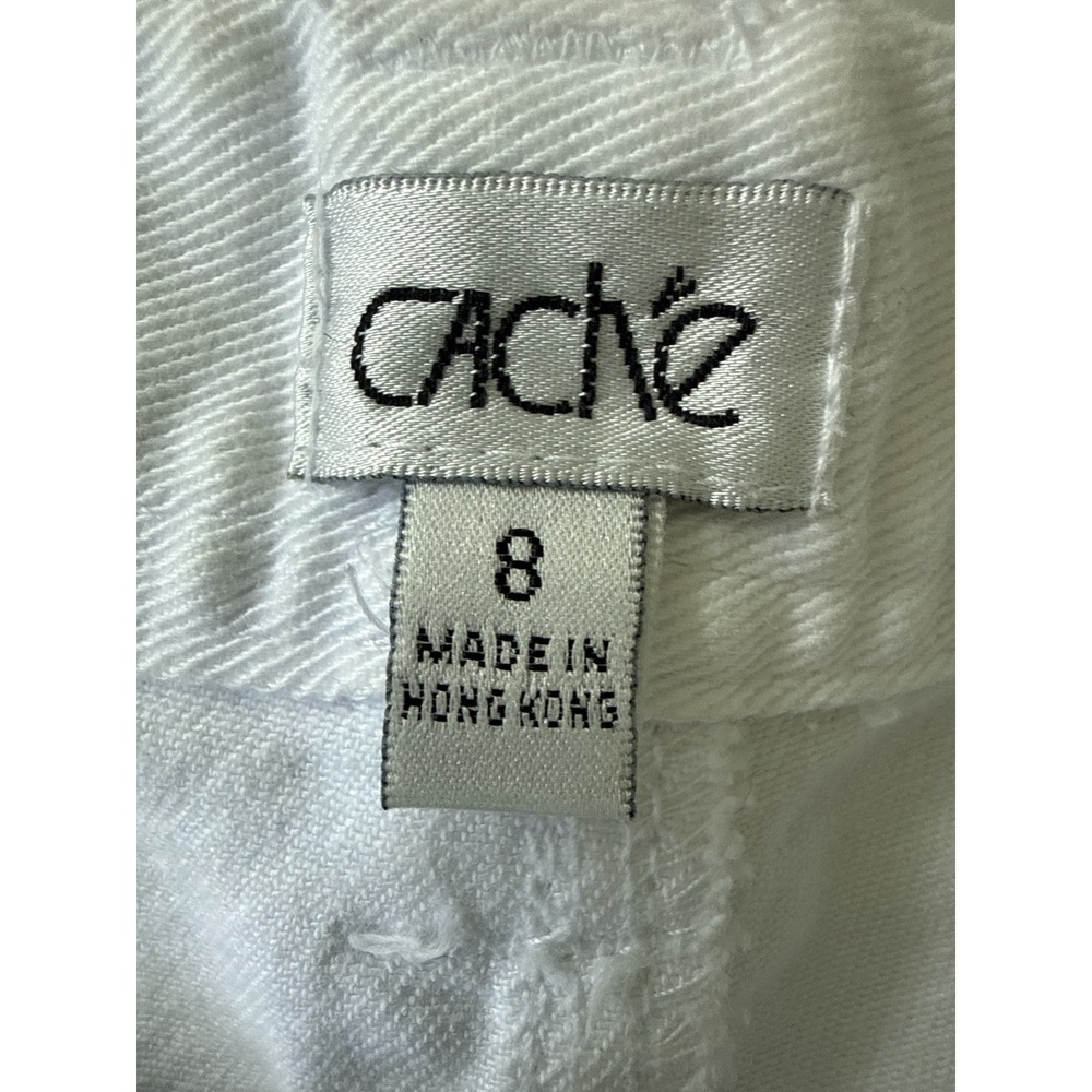 Cache Cropped Jeans Women 8 White Vintage Y2K Rhinestone Embellished Statement - Picture 9 of 10